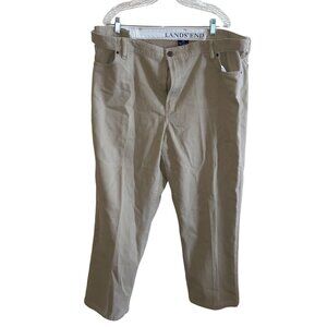 Lands End Mens Traditional Fit Khaki Pants Size 42 Elastic Waistband